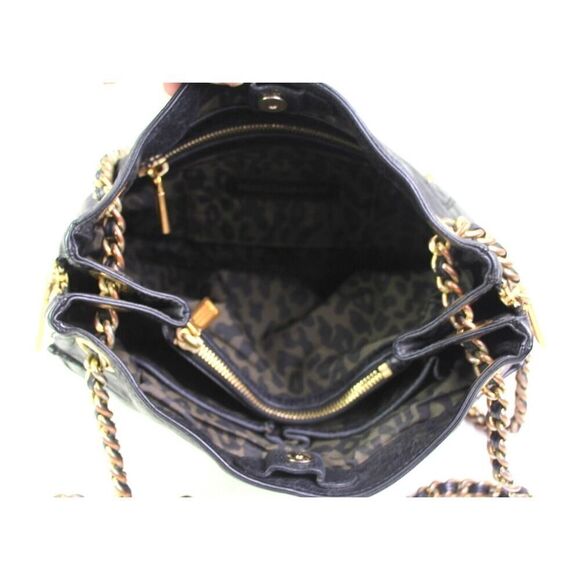 Rebecca Minkoff QUILTED BLACK GENUINE LEATHER STUDS CHAIN SHOULDER BAG PURSE - Picture 11 of 16